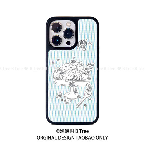 BTree原创波点铅笔画涂鸦古早味小众不撞款iPhone17Promax苹果16plus15/14/13手机壳PC软胶黑边框亮面保护套