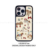 BTree原创韩系小众马年可爱插画iPhone17Promax苹果16plus15 1413手机壳全包卡通PC软胶黑边框磁吸保护套新款