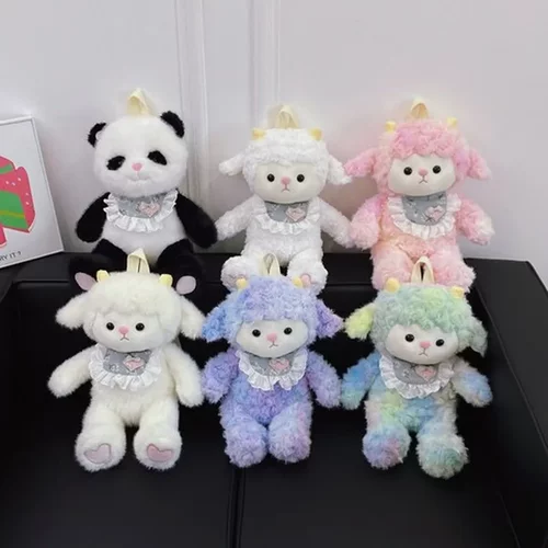 抛洒娃娃机粉猪小小jellycat公仔包玩偶包卷毛生日礼物毛绒包