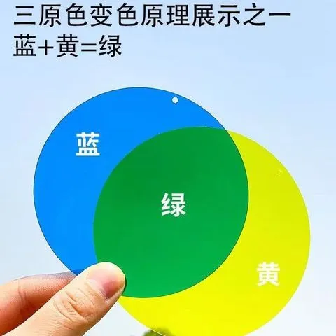 DIY涂鸦变色手工透光PVC圆形片幼儿园滤光片彩色画板塑料环创吊饰