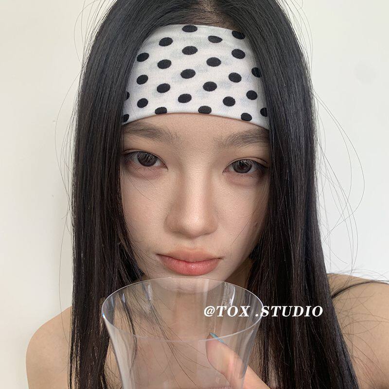 韩系时尚波点印花束发带运动感搭配好物宽边头带头饰发箍头箍女生
