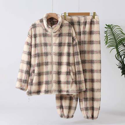 珊瑚绒睡衣女冬季加绒加厚女士秋冬保暖法兰绒冬款套装家居服可外