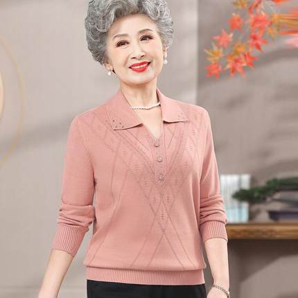 妈妈装2024春秋季新款薄款毛衣中年女装大码宽松套头打底衫女上衣
