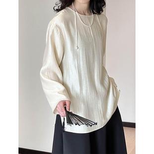 2024秋季 橘芷 女款 新中式 圆领简约宽松复古清凉感上衣1589 衬衫