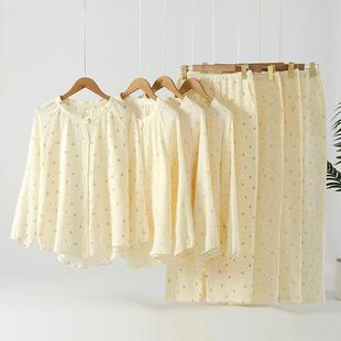 夏季 薄款 纯棉纱布女睡衣家居服全棉立领休闲套装