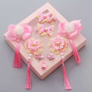 儿童新年发饰可爱公主头花小兔子发夹中国风女童夹子宝宝过年头饰