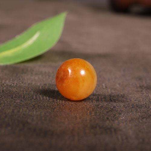 珠子哥和田玉黄沁籽料14mm圆珠