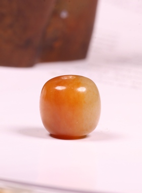 新疆和田玉籽料黄沁单珠老型珠