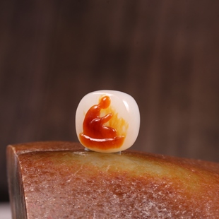 12mm新疆和田玉籽料悟道和田玉佛像雕刻吊坠白色红沁圆珠颈饰挂件