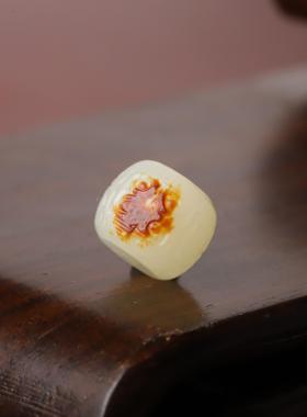 新疆和田玉籽料红皮单珠手串鼓珠