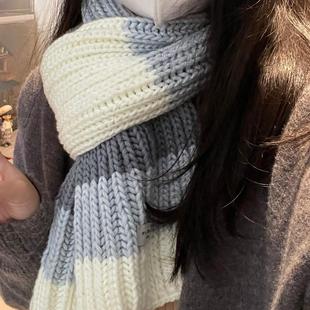 拼色围巾手工编织diy双元宝情人棉毛线围脖材料包送男女朋友礼物