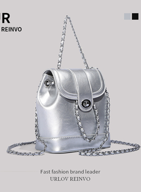 UR双肩包女2024秋冬cardinal red韩国小众包包链条潮流小书包背包