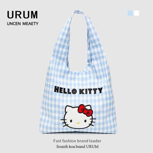 URUM2026新款春夏KT猫刺绣帆布包女2025新款韩系大容量托特包学生