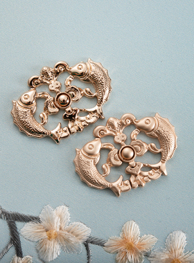 汉服旗袍金属子母扣鱼跃龙门鲤鱼明制宋制对扣大袖衫比甲披肩扣子