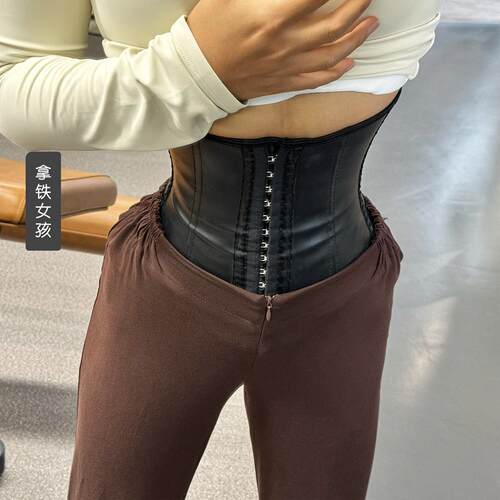 拿铁女孩撸铁女孩专属显瘦前长短大臀健身束腰pu弹力沙漏腰百搭