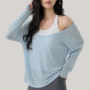 裸感 薄款 拿铁女孩运动上衣瑜伽服长袖 T恤健身服跑步外穿显瘦罩衫
