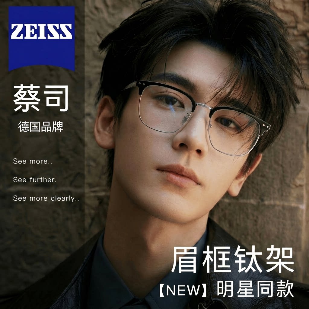 近视眼镜男款纯钛斯文半框散光可配度数防蓝光高智感黑框平光眼睛