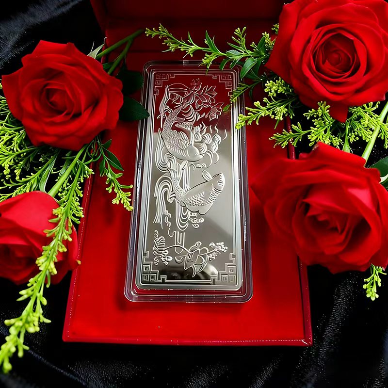 足银9999纯银100g银条年年有余银条银块收藏投资送礼