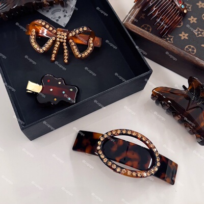 Mefull轻奢品质发饰高级感玳瑁色蝴蝶结发夹女后脑勺弹簧夹半扎发