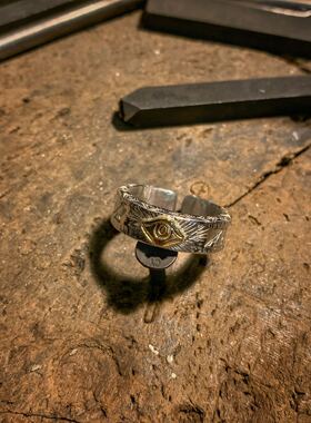 日本coss koko埃及荷鲁斯之眼点金情侣戒指银复古潮流戒指非高山