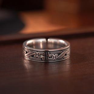 日本coss koko蟠螭纹银戒指男女高级感青铜兽纹中国风原创国潮