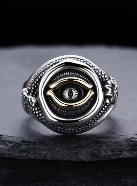 日本coss koko银蛇纹荷鲁斯之眼男士开口设计指环嘻哈朋克风个性