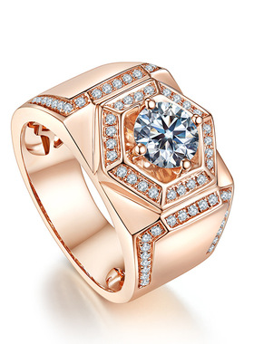 日本coss kokos925莫桑石铂金可调节18k玫瑰金彩金霸气男士食指