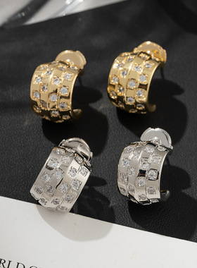 日本coss kokoins耳环女法式精致高级感镶钻耳钉小众设计个性