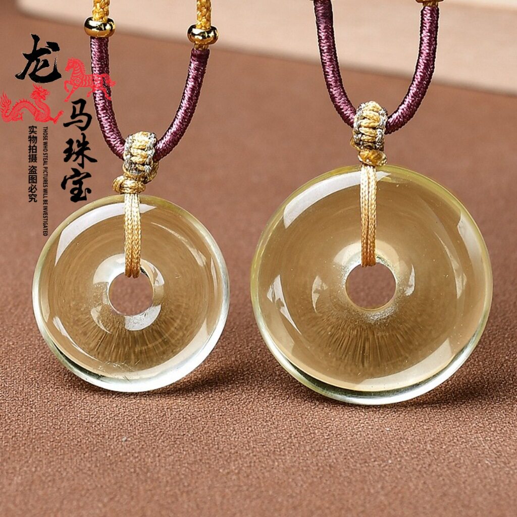 日系设计师topwhit龙马珠宝黄水晶平安扣吊坠圆形挂件项链毛衣链