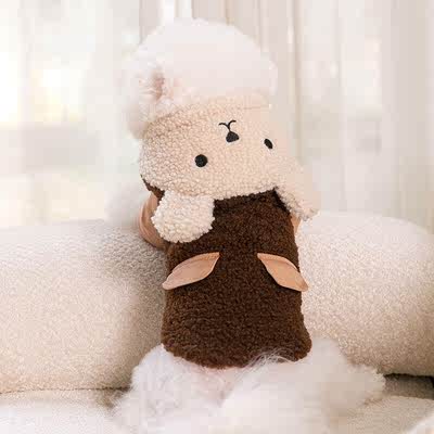 新款秋冬季小狗狗韩版小熊卡通造型加厚保暖两脚棉衣猫咪绒衣宠物