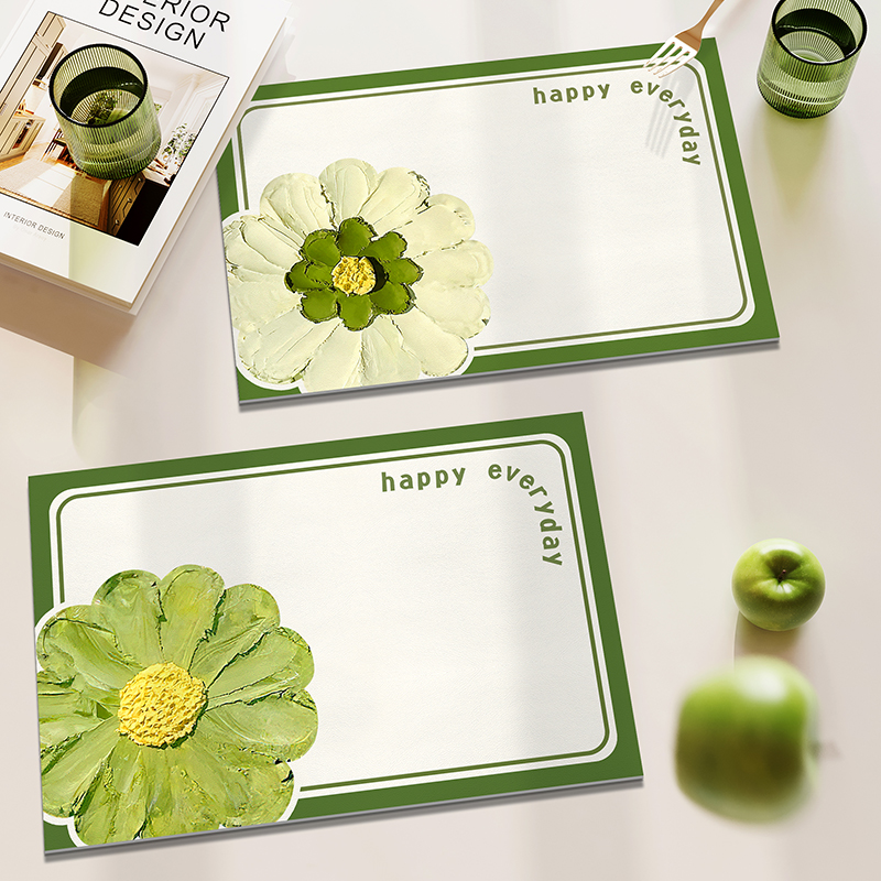 优选田园花卉皮革餐桌垫家用西餐垫防水防油防滑隔热垫防烫碗盘杯