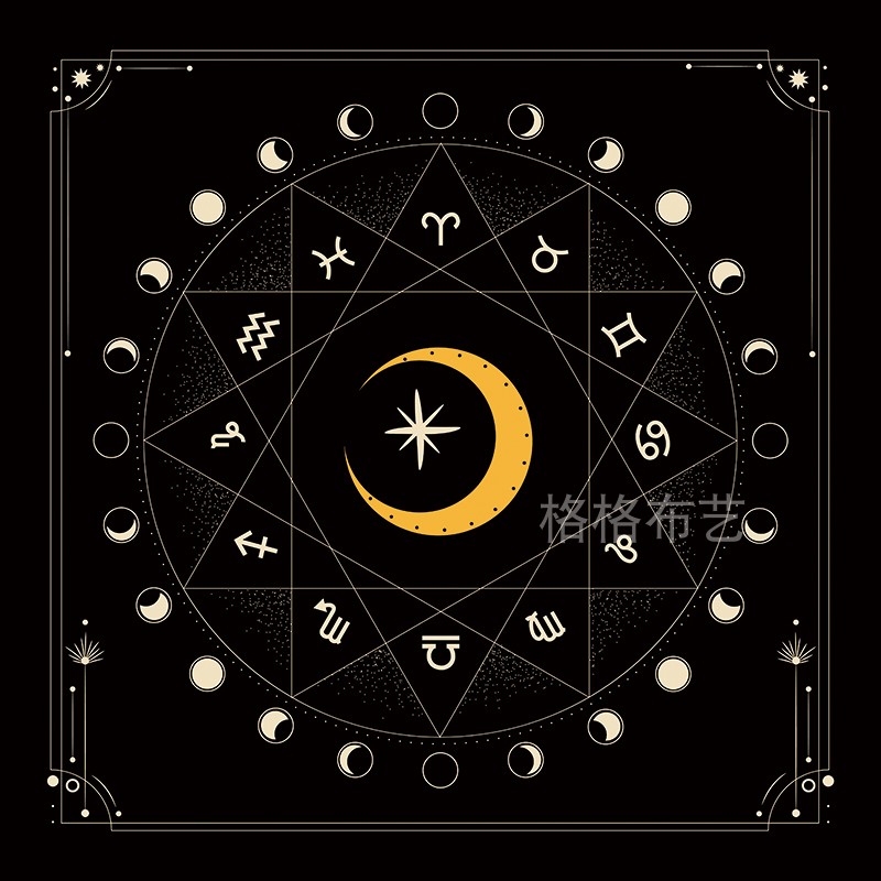 优选定制日月 塔罗牌桌布 推牌布塔罗布 仪式布