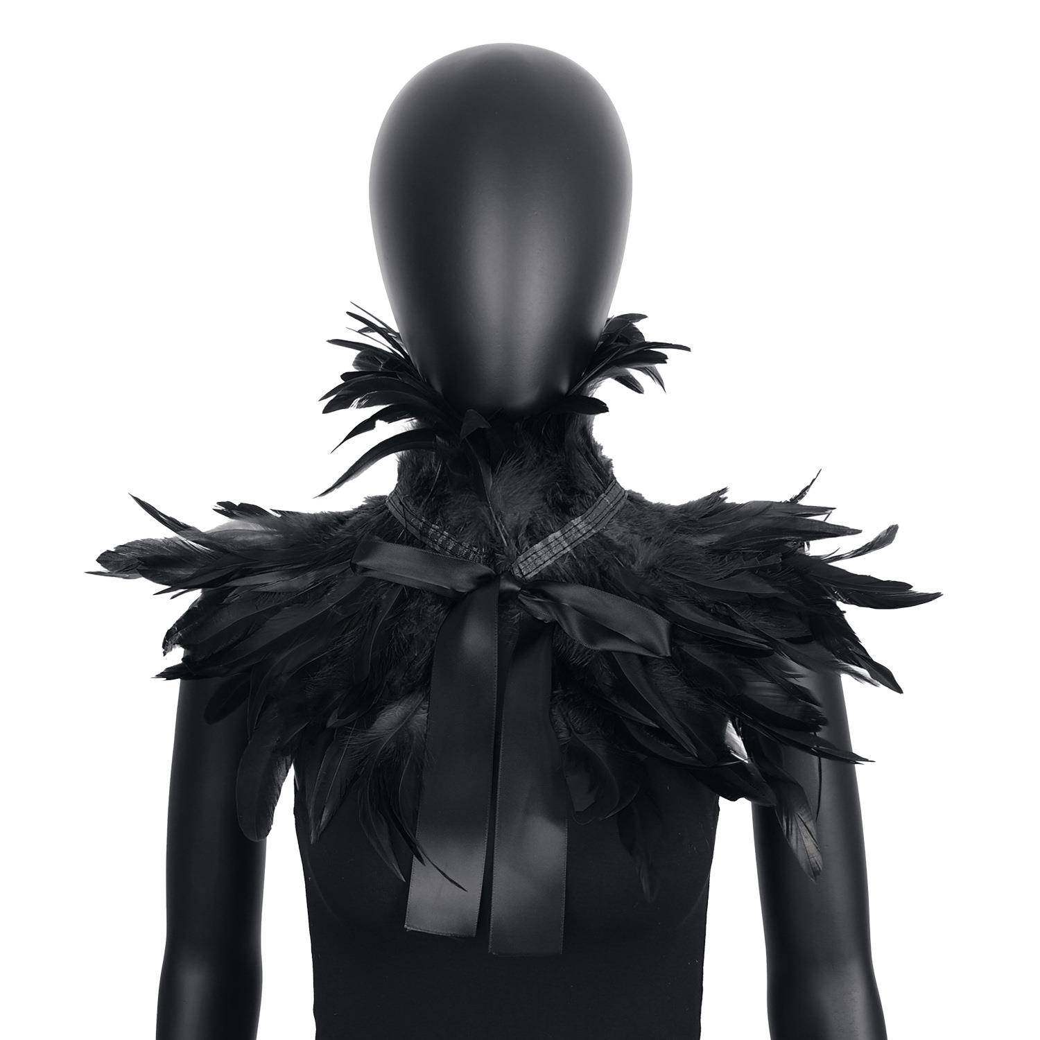 欧美化装舞会派对羽毛围脖披肩斗篷坎肩假领子服饰Feather shawl