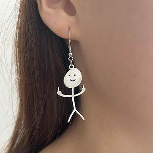 Titanium Steel Fuxk You Doodle Earrings For Woman Trend Punk