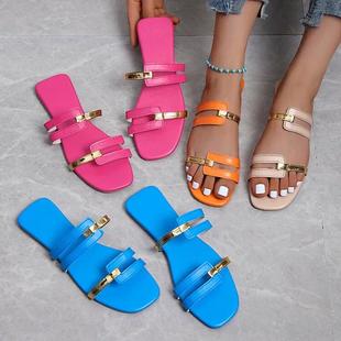summer slipper 平底拖鞋 shoes sandals 2023 ladies women flat