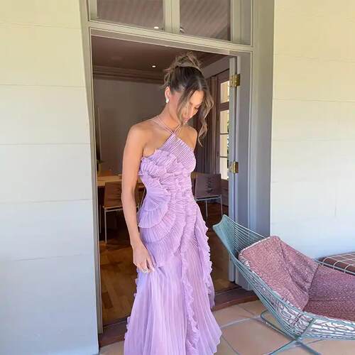 halter long vacation dress strapless Maxi Dress Lady Gowns
