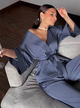 Autumn cardigan lace dressing gown suit women