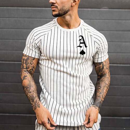 TShirt for Men Summer Poker Print Short Sleeve Tops男字母t恤