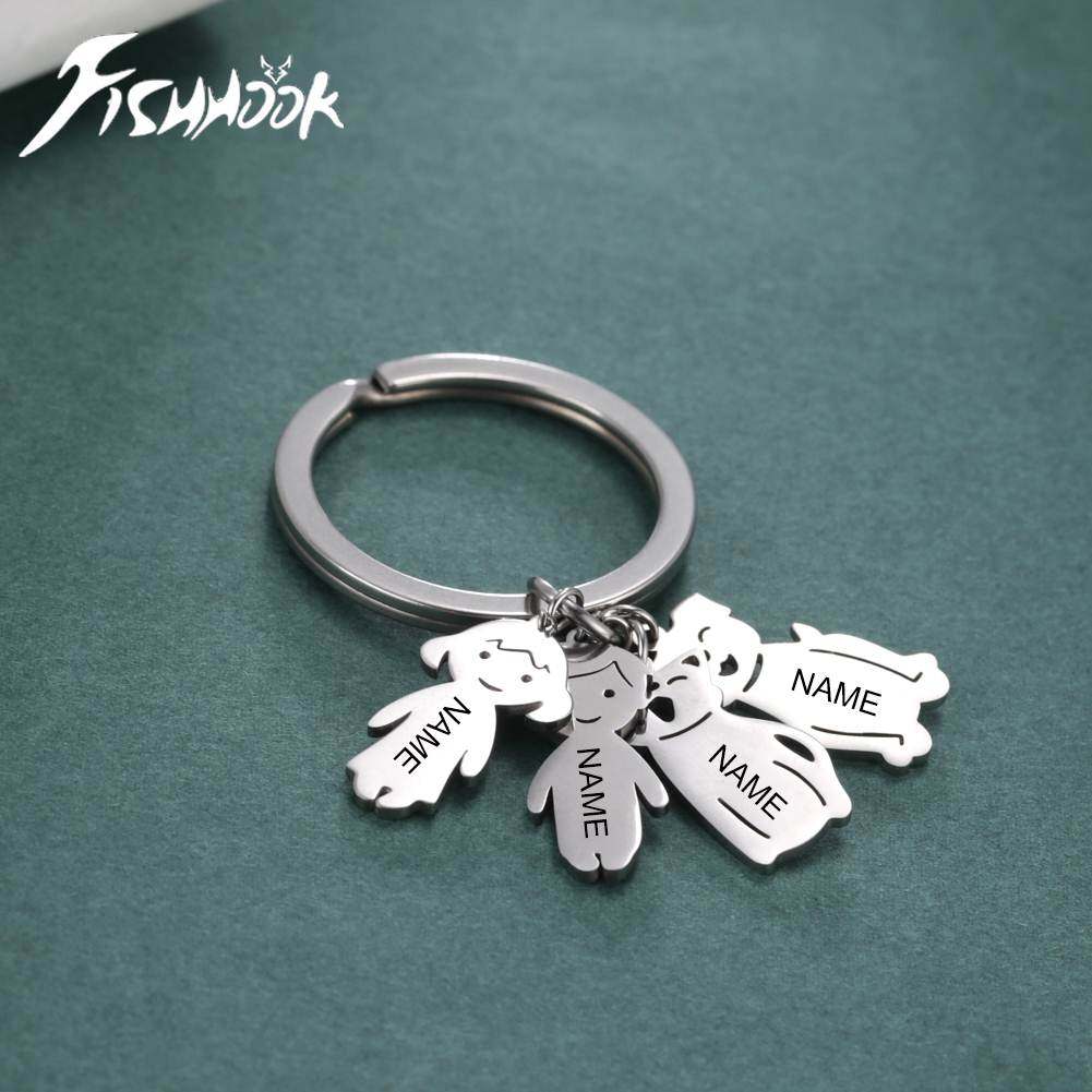 Child Mother Kid Personalized Keychain Name Key Chain Boy Gi