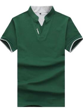 夏天翻领褂头全棉plol衫男士短袖t恤微领丅血成熟男装反领合身衫