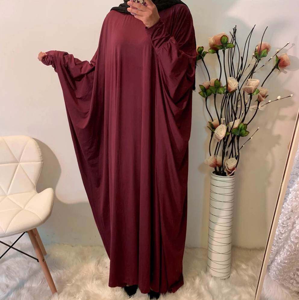 Bat Long Sleeve Dress 欧美复古纯色蝙蝠袖宽松舒适长袍连衣裙