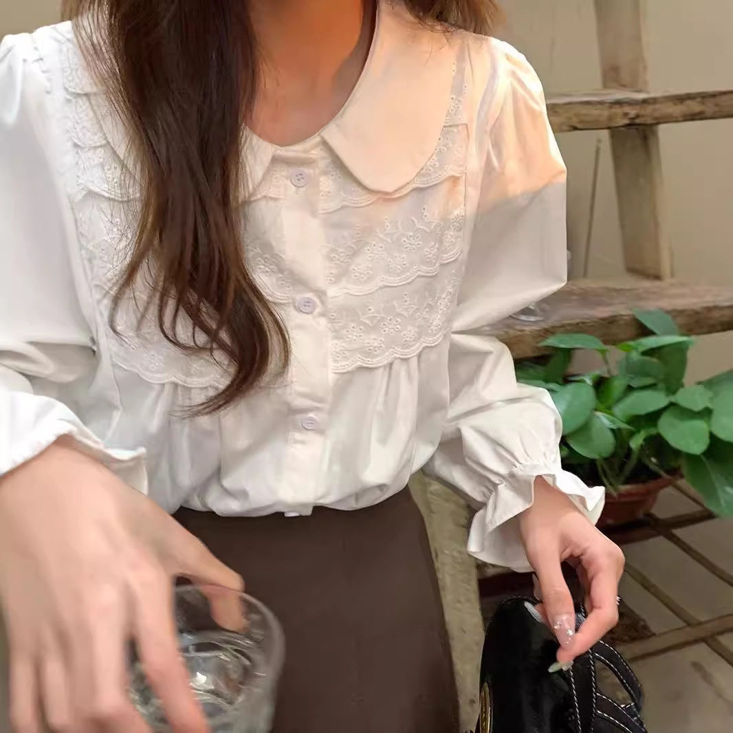 法式减龄娃娃领衬衫女韩