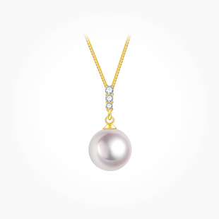 BEAUFINA百分娜18K金Akoya天然海水珍珠项链时尚小众设计吊坠