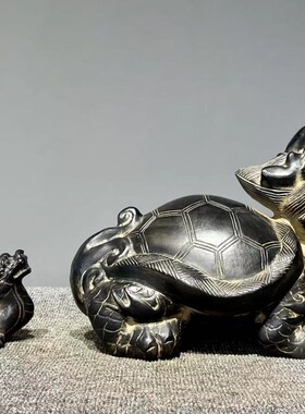 青石一个新款日式龙龟狮子貔貅仿古陈设居家摆设新品案头新品古玩