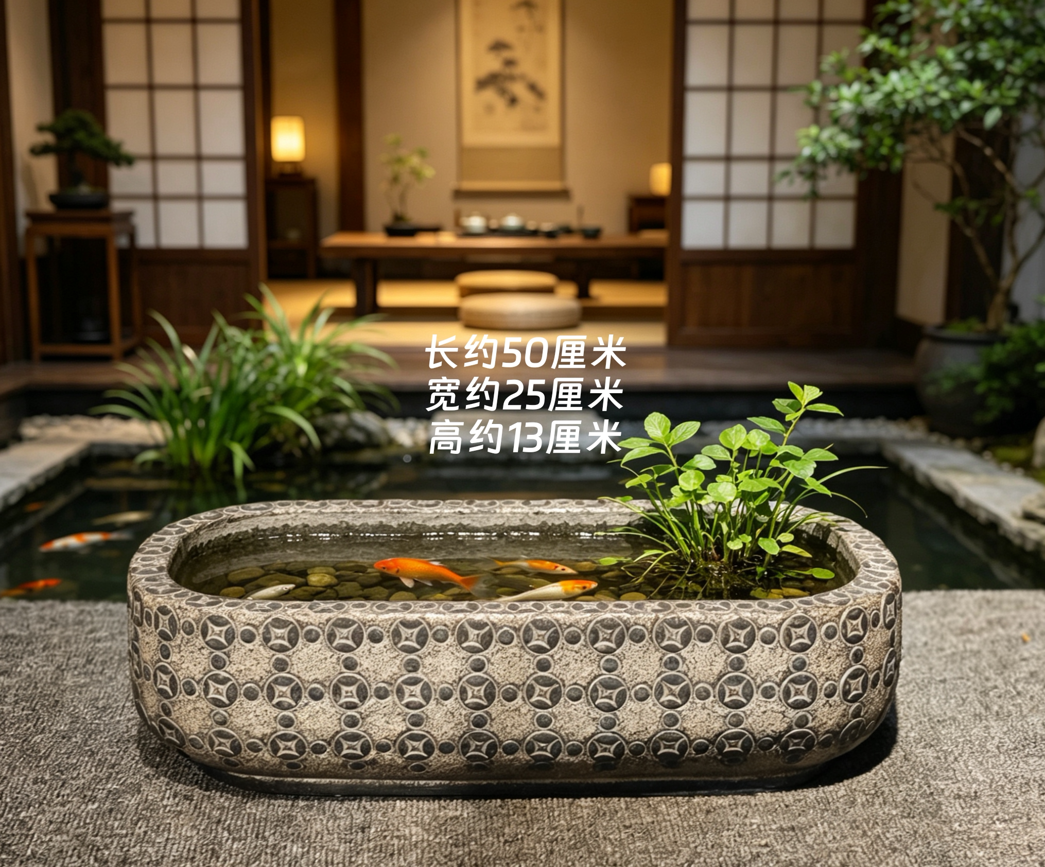 青石雕刻鱼缸花盆仿古石缸养鱼石头石槽水缸荷花庭院门海户外摆件