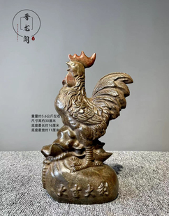 山西青石手雕刻鸡大吉大利纳福复古陈设茶座摆件家居装饰吉祥