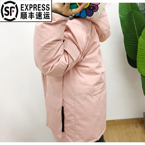 清货Fstyle买手店08款远征军沙皮粉中长款厚款连帽羽绒服中长滑雪