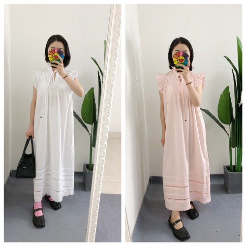 买手店Skall Studio 府绸棉丹麦花边领蕾丝刺绣无袖公主风连衣裙