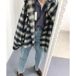 Y标 Fstyle买手店GARMENTS热巴oversize宽松连帽磨毛格纹衬衫外套