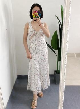 折M1 买手店seooocookie 甜美蕾丝拼接小碎花连衣裙长裙修身裙